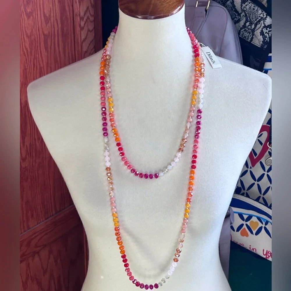 NWT Dillard’s Long Continuous Beaded Jeweled Necklace #DILL1